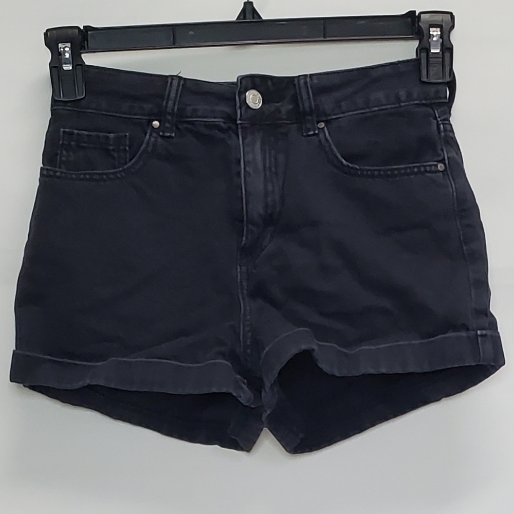 PacSun Black Denim Cuffed Hem Mom Jean Shorts